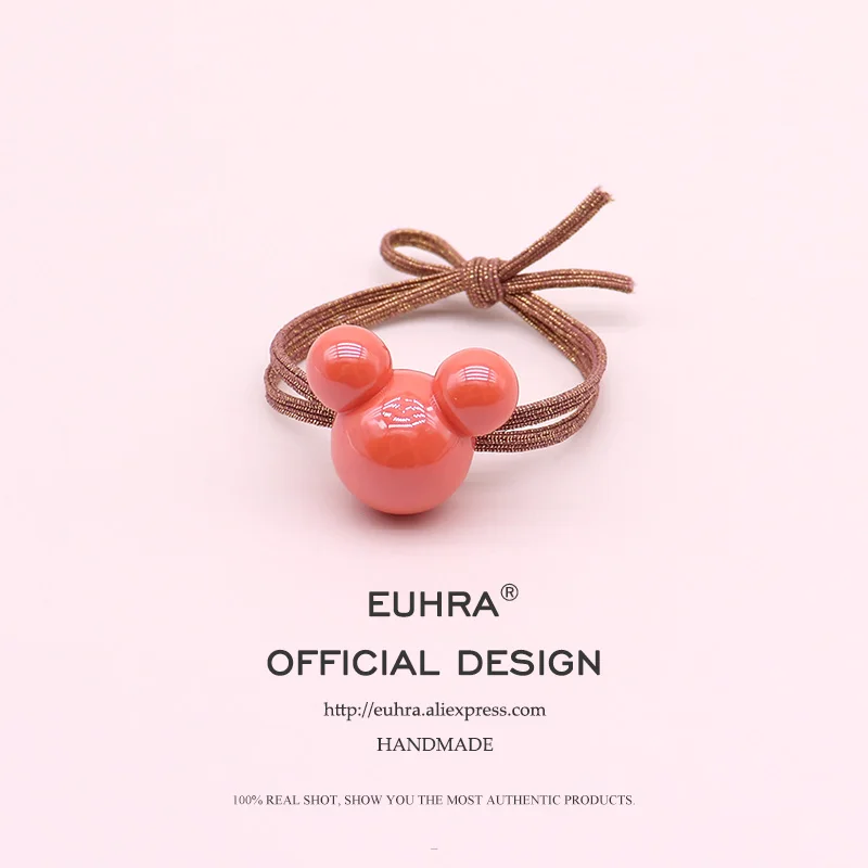 EUHRA 5 цветов Акриловые Блестящие головы Микки Минни для девочек женские эластичные резинки для волос Детские резинки высокая эластичность