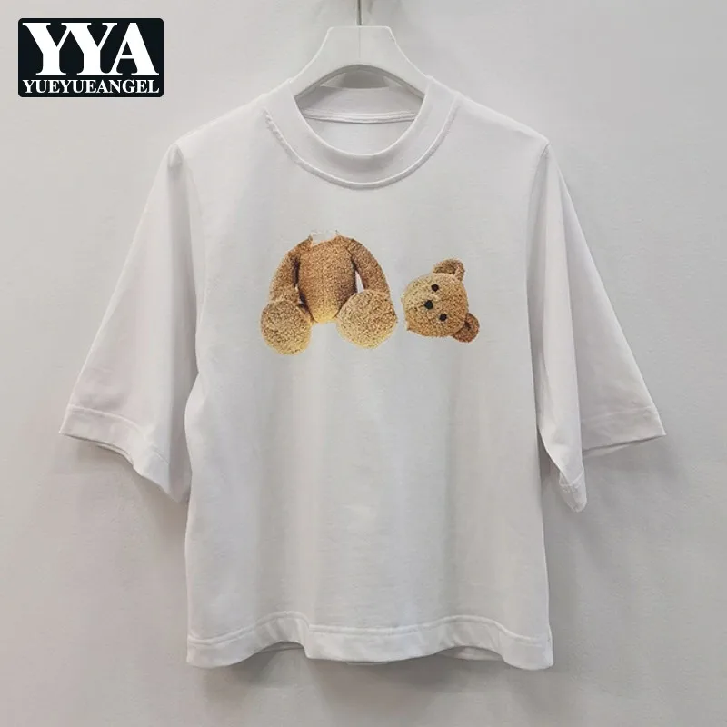 

Spring Summer Women Animal Print Half Sleeve T-Shirt Round Neck Short Cotton Pullover Tops High Street Fashion Casual Solid