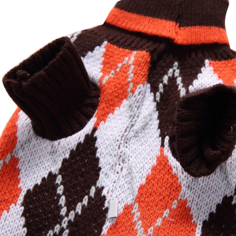 Теплые свитера для собак волнистый полосатый свитер с черепахой горловиной
