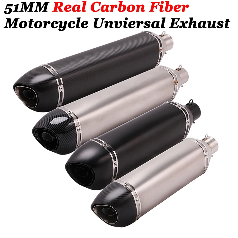 

460mm 560mm Motorcycle Racing Universal 38-51mm Escape Carbon Fiber Muffler Silencer Tip Tail Pipe YOSHIMURA Can Baffler Pipe