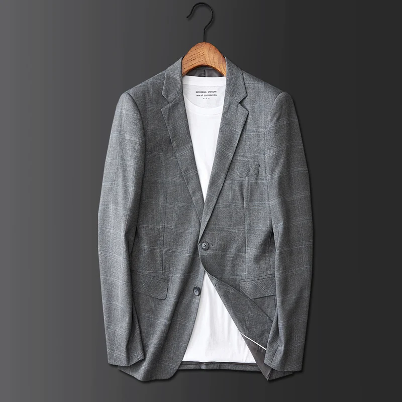 

Spring and Autumn High-end Brand Boutique Fashion Striped Gray Casual Business Slim Men's Suit Jacket Male Blazer Wedding Dress