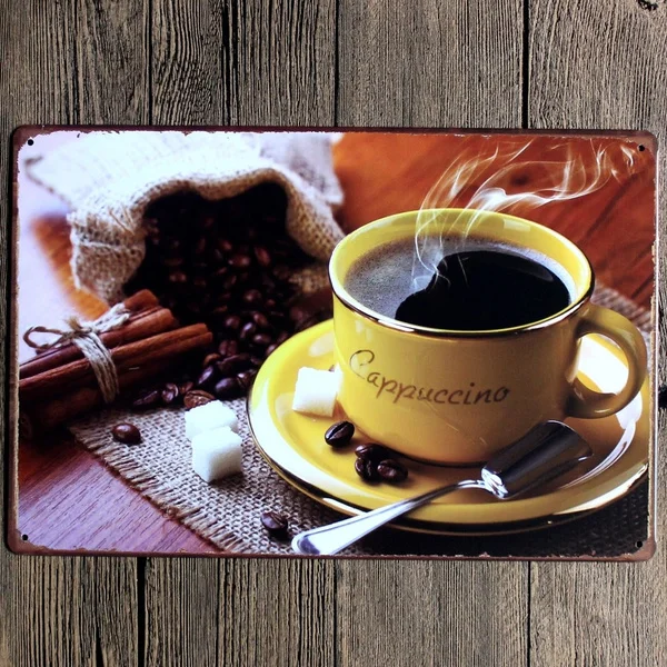

Coffee Vintage Plaque Painting Metal Wall Art Decor Cafe Pub Metal Sign
