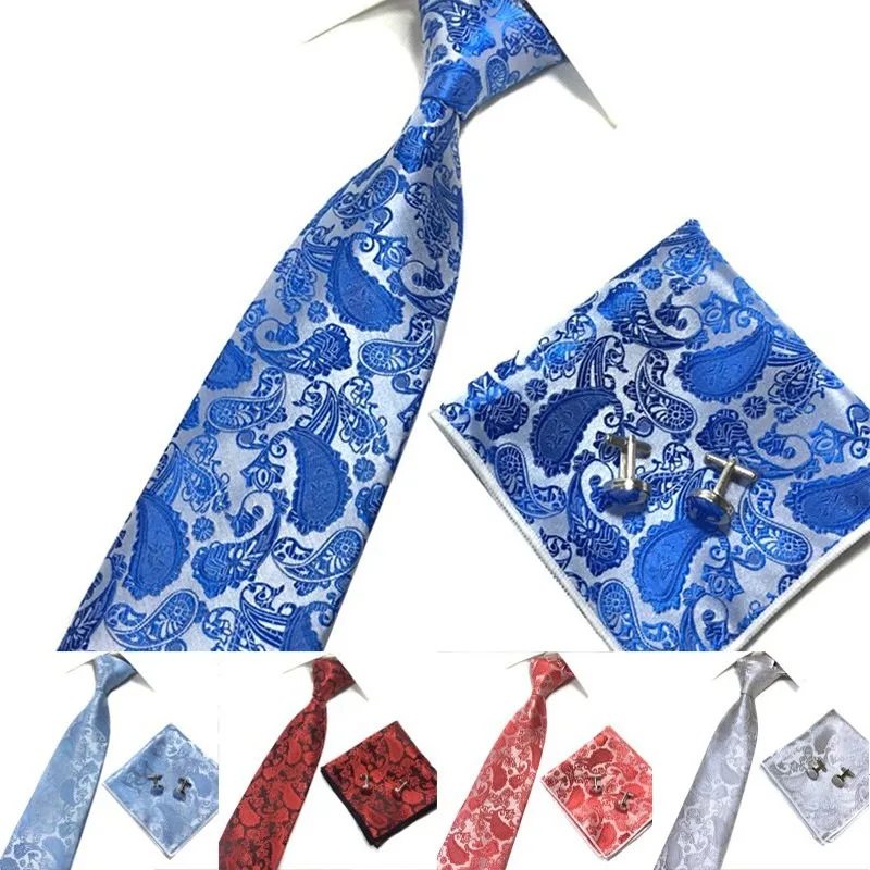 

8cm Business Black Solid Paisley Silk Men's Tie Blue Red Pink Wedding Luxury Neck Strip Ties for Men