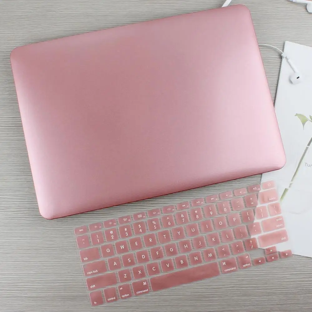 rose gold Жесткий чехол для ноутбука с металлическим распылением для Macbook Pro 13 15 New Air 13 Touch Bar A1707 A1932 чехол для Air 13 12 с пленкой для экрана - Цвет: rose gold