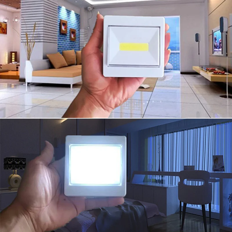 

High 3W COB LED Wall Switch Wireless Closet Cordless Dimmable Night Light Battery Operated UEJ