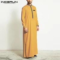 muslim men jubba thobe islamic arab kaftan long sleeve patchwork robes retro dubai saudi arabia caftan men clothes incerun 2021