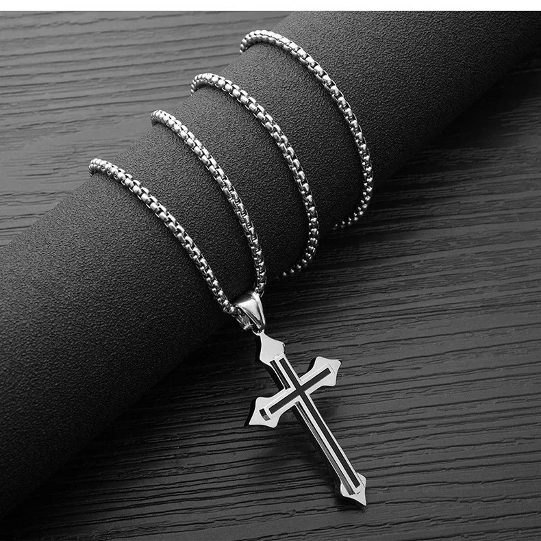 

Cross fashion titanium steel couple pendant necklace men male students Jesus hanging pendant accessories