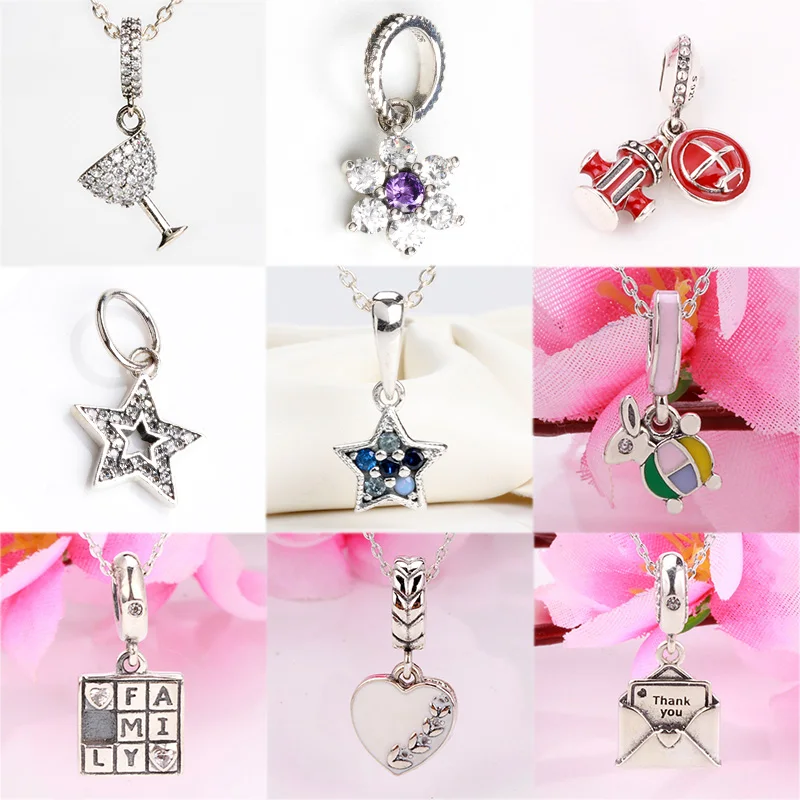 

925 Sterling Silver Pendant Star Envelope Crystal For Original Pandora Charms Women Bracelets & Bangles Jewelry