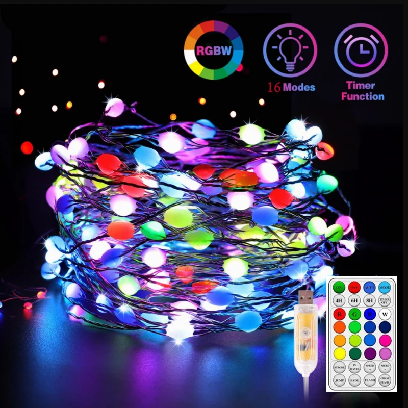 

20/15 м/10 м/5 м/2 м светодиодный RGB Фея USB устройства с одним разъемом и форматом штекера под точка Управление строка светильник 32key светильник в р...