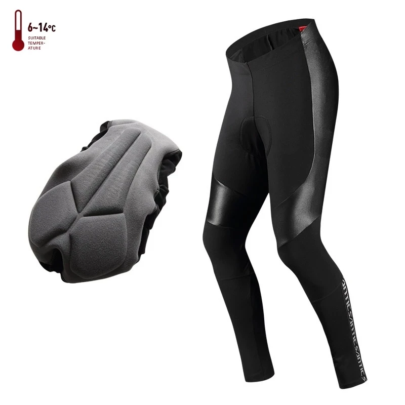 

Santic Men Winter Cycling Pants Fleece Warm Cycling Pants Italian Imported Cushion Reflective Windproof Temperature 6°-14° Sant