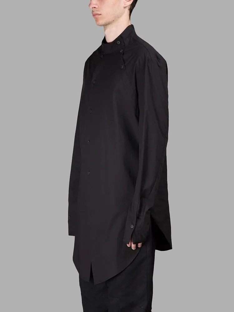 Мужская одежда модная свободная и удобная Однотонная рубашка средней длины с