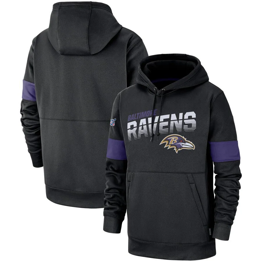 

Baltimore Sideline Team Logo Ravens Men Performance Pullover Black Hoodie