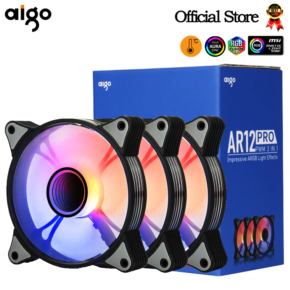 Вентилятор для ПК Aigo AR12PRO, 120 мм, rgb-подсветка, 4 контакта