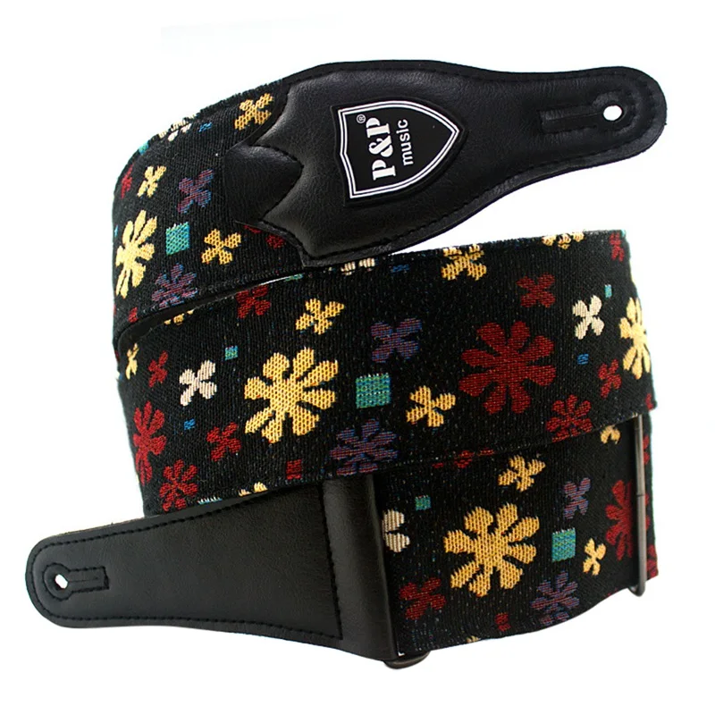

Shoulder Guitar Strap Embroidered Cotton Belts Musical Stringed Instruments Accessories for Acoustic Electric Guitars Music