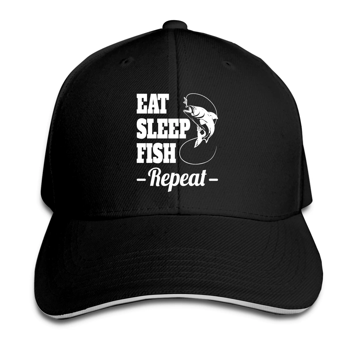 

Eat Sleep Fish Repeat Hat Baseball Cap for Men Women Fashion Adjustable Sun Hat
