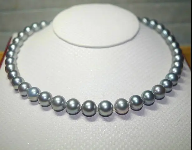 ?? 送料無料11-12ミリメートルラウンドシルバーグレー真珠のネックレス18インチ
