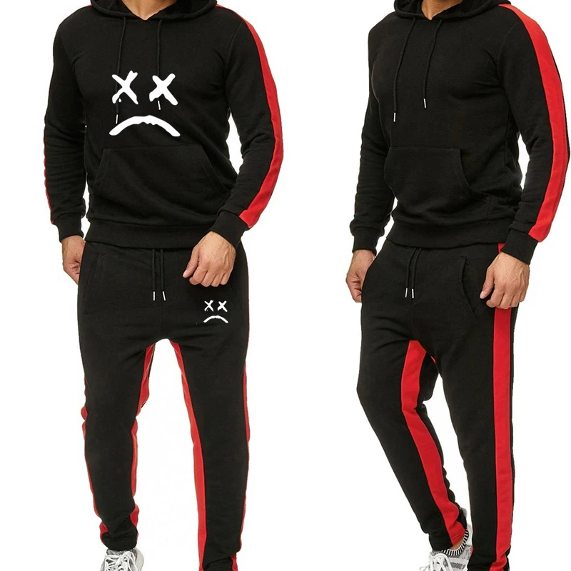 

2021 New 2-piece Sportswear Men's Alphabet Hooded Sweatshirt + Pants Pullover Sportswear Suit Ropa Hombre Casual Men
