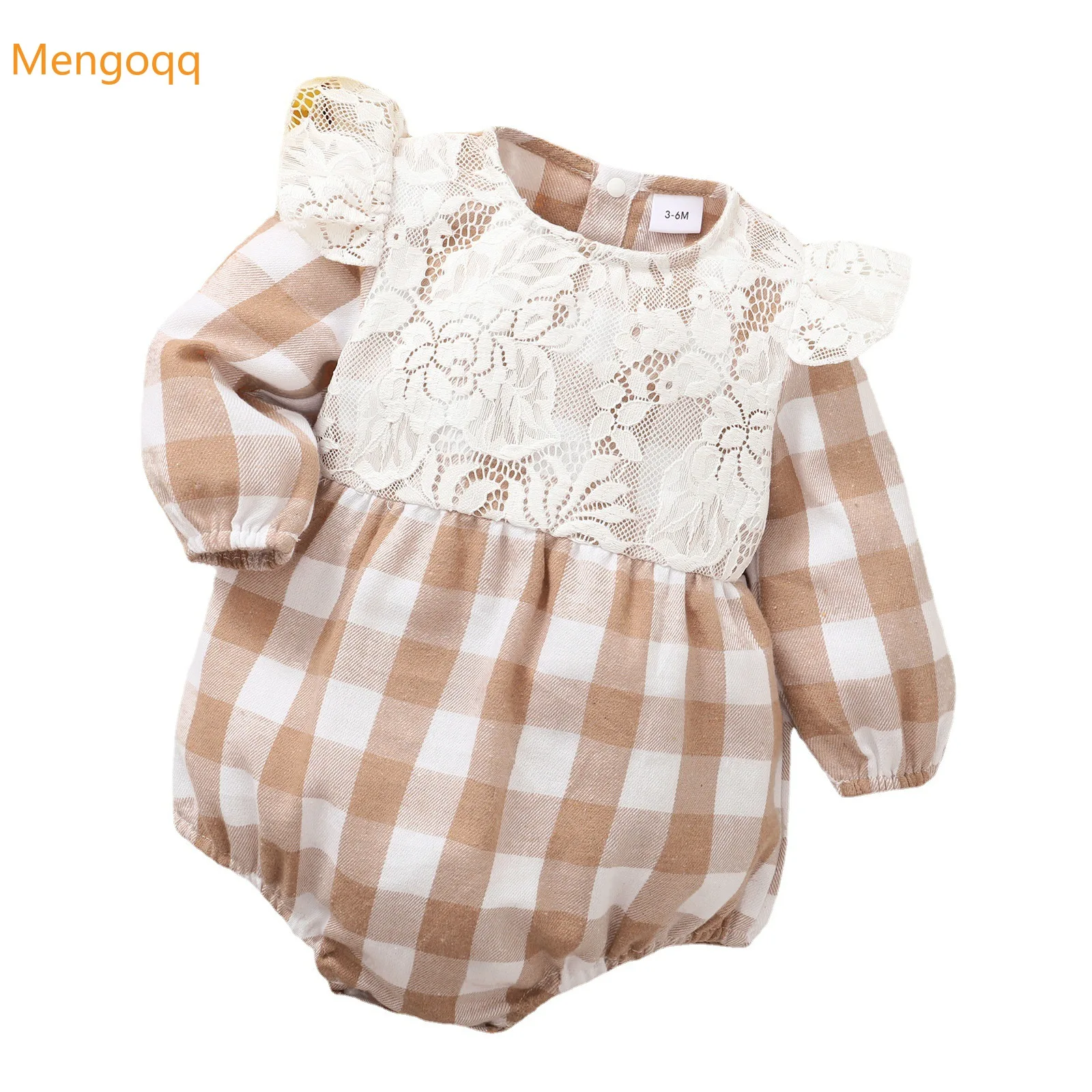 

Newborn Baby Girls Full Sleeve Lace Flower Plaid Outfits Toddler Infant Jumpsuits Autumn Kids Clothes Casual Romper 0-18M