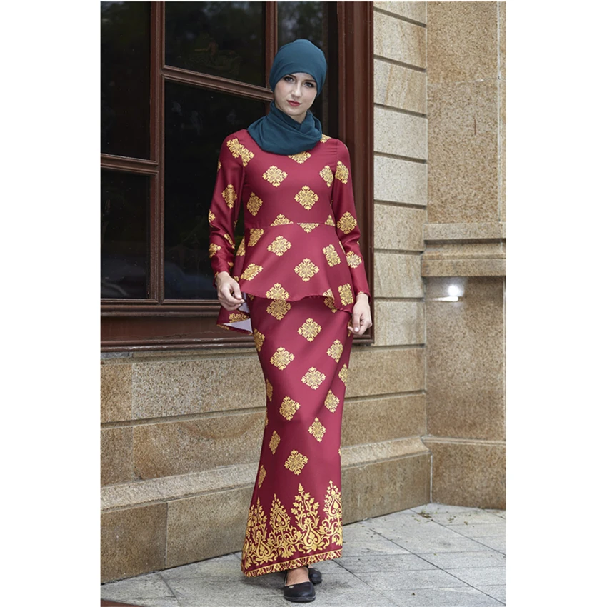 Новый исламский женский модный комплект одежды с длинным рукавом оборками Топ