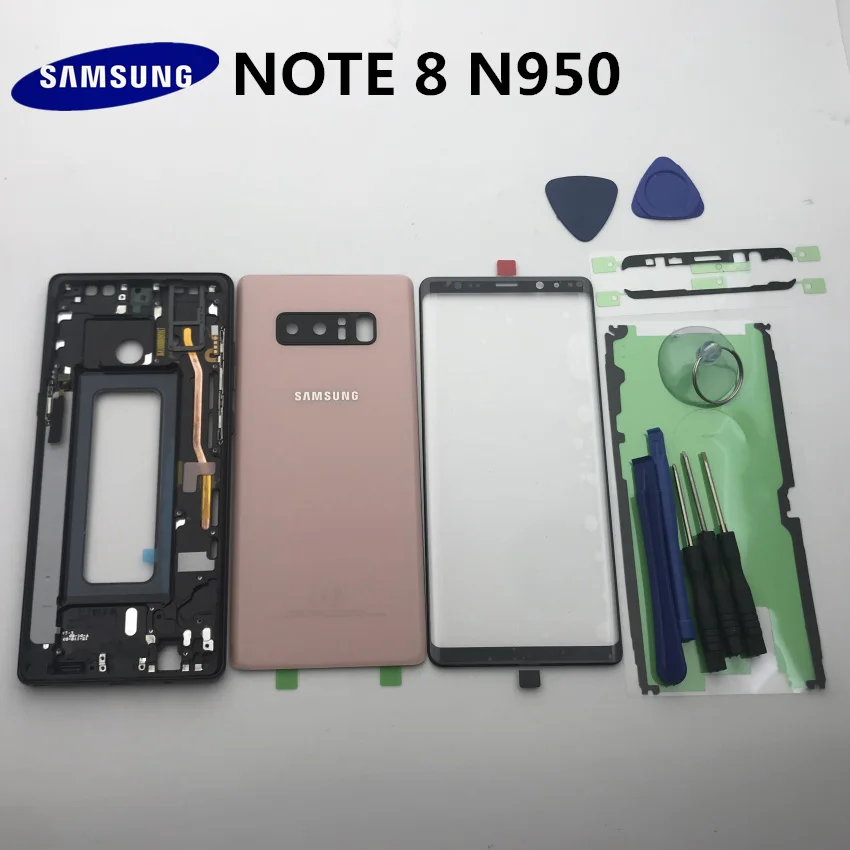 NOTE8 полный корпус чехол задняя крышка+ Передний экран стекло объектив+ средняя рамка для samsung Galaxy Note 8 N950 N950f осенняя часть