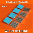 Мы производим радиатор, 8 шт., 20x20x6 мм, алюминиевый радиатор охлаждения с синей теплопроводящей клейкой лентой