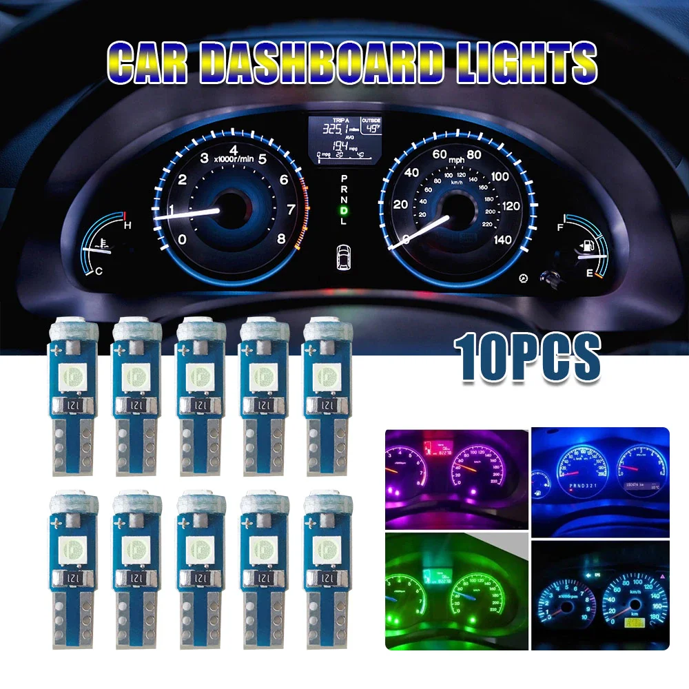 

10Pcs T5 Led Bulb W3W W1.2W Led Canbus Car Interior Lights Dashboard warming indicator Wedge Auto Instrument Lamp 12V