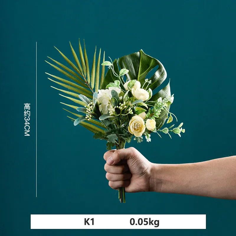 Роза, белый шелк, Камелия, искусственные цветы, букет, искусственные цветы для дома, свадебные украшения, для дома - Цвет: K1