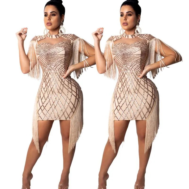 

Cy8033 Hot Selling Women's Fashion Sexy Sequin Dress Nightclub Sequin Dress