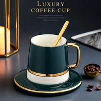ceramics coffee mug travel double drinkware brief handle couples gift cup creative with lid spoon drinking water office tea mugs