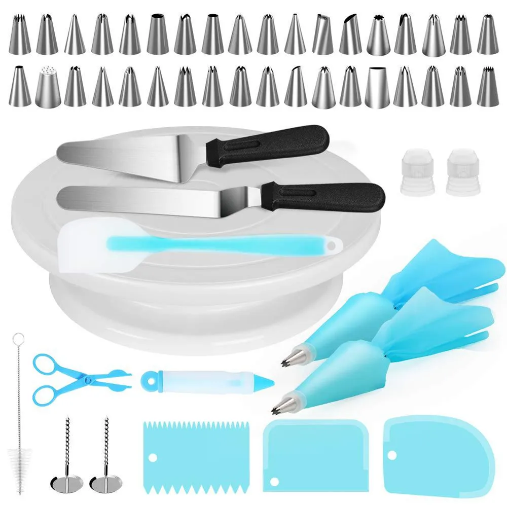 

52pcs Cake Decorating Tools Cake Turntable Kit Icing Tips Pastry Bags Fondant Tool Baking accessories cake stand