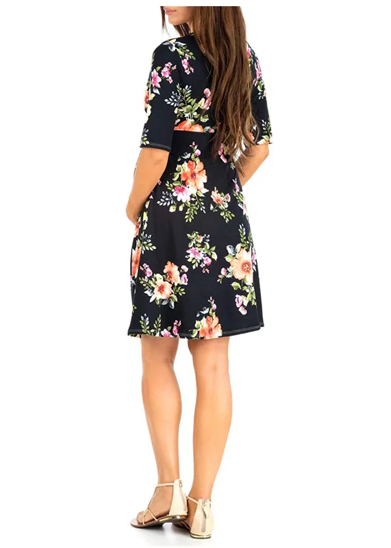 

Women Maternity Dress For Pregnant Short Sleeve V-Neck Floral Print Summer Maternity Dress Pregnant Dresses Clothes