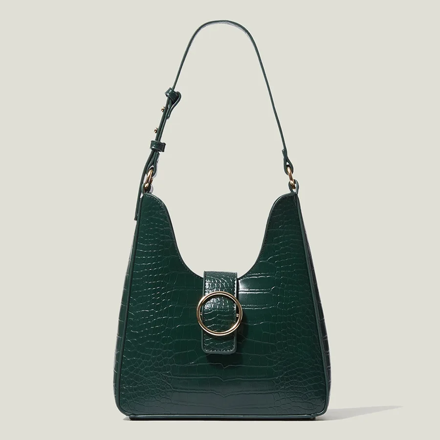 

Small Crocodile PU Leather Underarm Shoulder Bags for Women 2022 Winter Green Fashion Shoulder Purses and Handbags