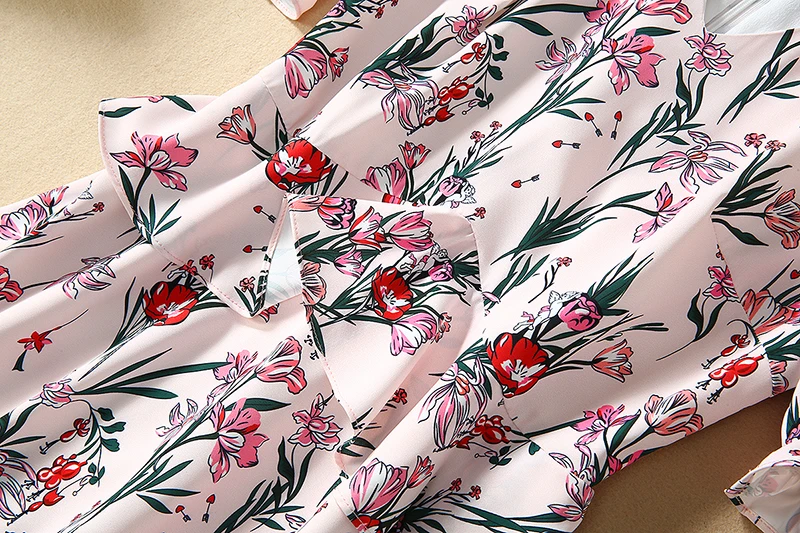 Модельное повседневное летнее платье MIUXIMAO 2023 женское винтажное с цветочным