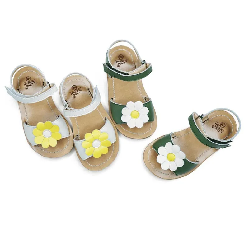Genuine Leather Girls sandals Salt water kids shoes Flowers Baby Princess shoes High quality Children's sandals