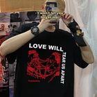 Мужская футболка рэпер, с принтом Lil Peep Love Will Tear Us Apart, крутая футболка с коротким рукавом, в стиле хип-хоп, уличная одежда