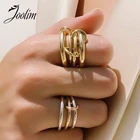 Joolim Высококачественные золотые PVD хип-хоп цепочки с тремя пальцами Сменные кольца для женщин ювелирные изделия из нержавеющей стали оптом