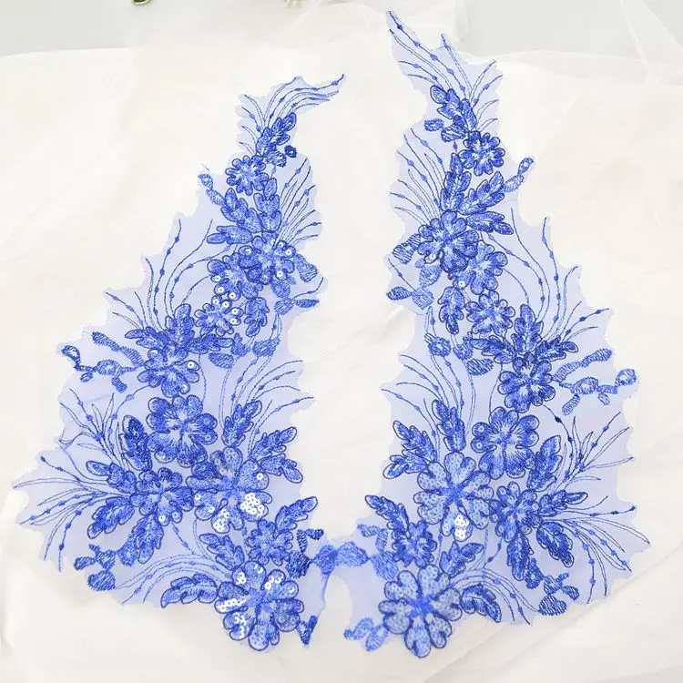 Модная элегантная Кружевная аппликация с блестками и цветочной вышивкой для