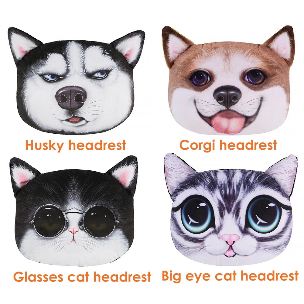 Мультяшная Автомобильная подушка для шеи на подголовник сиденья с 3D животными