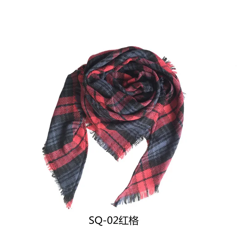 Red Plaid Дизайнерские бренды люксовые Детские зимний теплый шарф кашемировый плащ-шарф пашмины женские шарфы для девочек шали шерстяной шарф женские обертывания - Цвет: Red Plaid