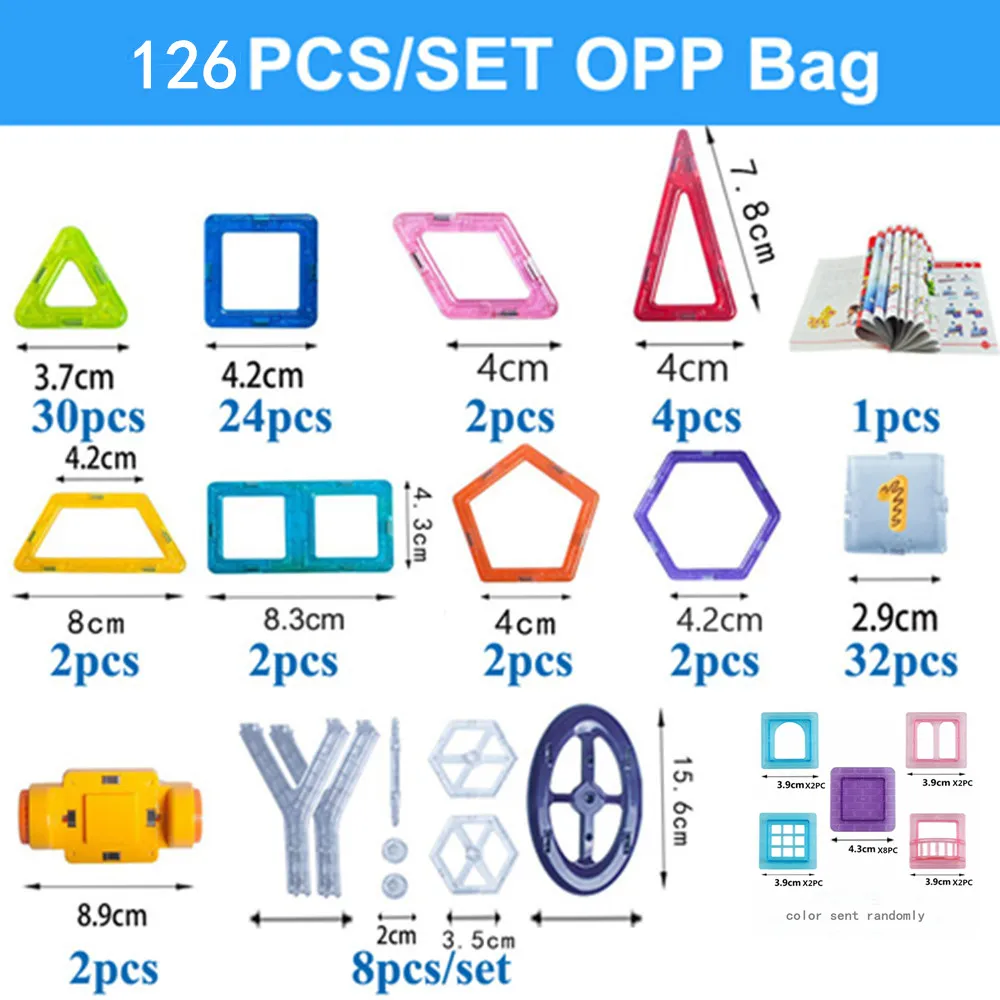 126 шт. мини Магнитные строительные игрушки модели блоки пластиковые магнитные