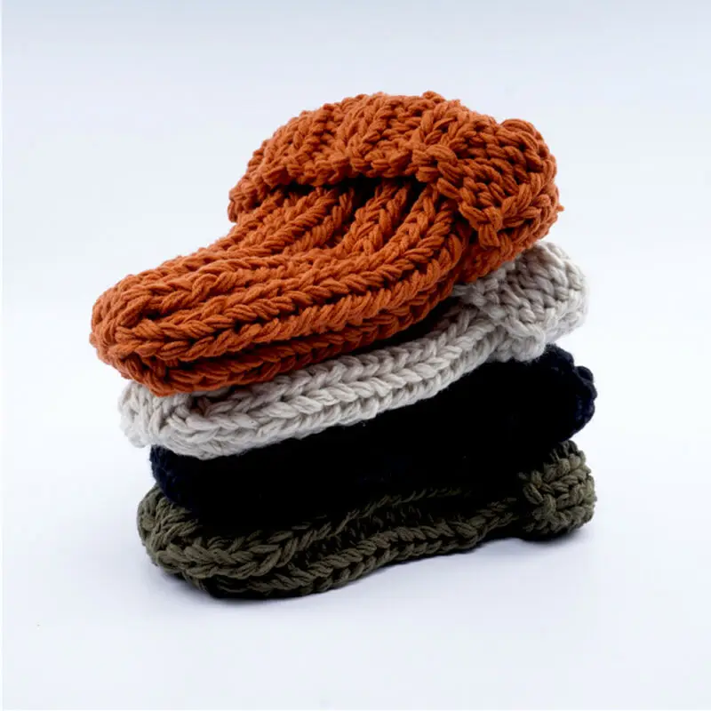 Осенне-зимний теплый Женский вязаный крючком шерстяной берет лыжная шапка с