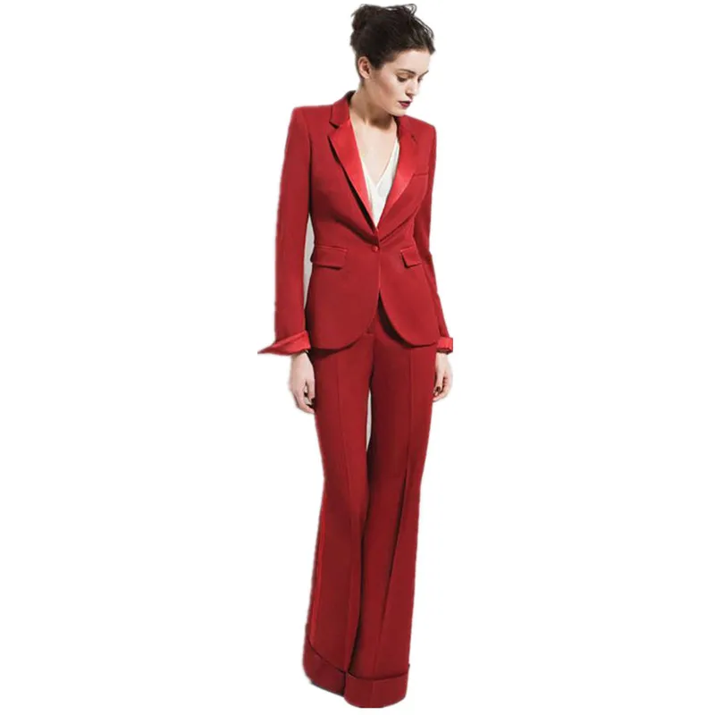 Костюм женский красный из 2 предметов деловой костюм Офисная форма элегантные