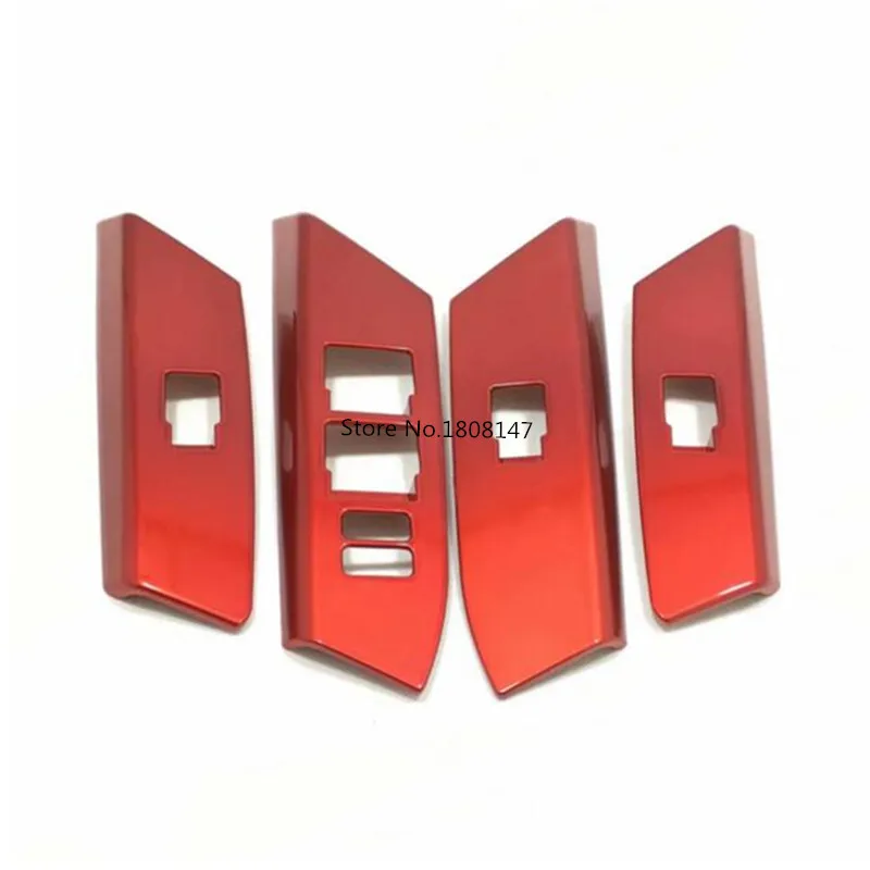 

Car Sticker Inner Door Window Glass Panel Armrest Lift Switch Button ABS Red Trim Frame 4pcs For Toyota RAV4 2016 2017 2018