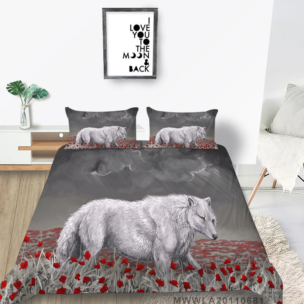 

Wolf Bedding Set Luxury Quilt Cover Fashionable Animal Printing King Queen Full Double Teen Boys Man Bedroom Decor Dropship