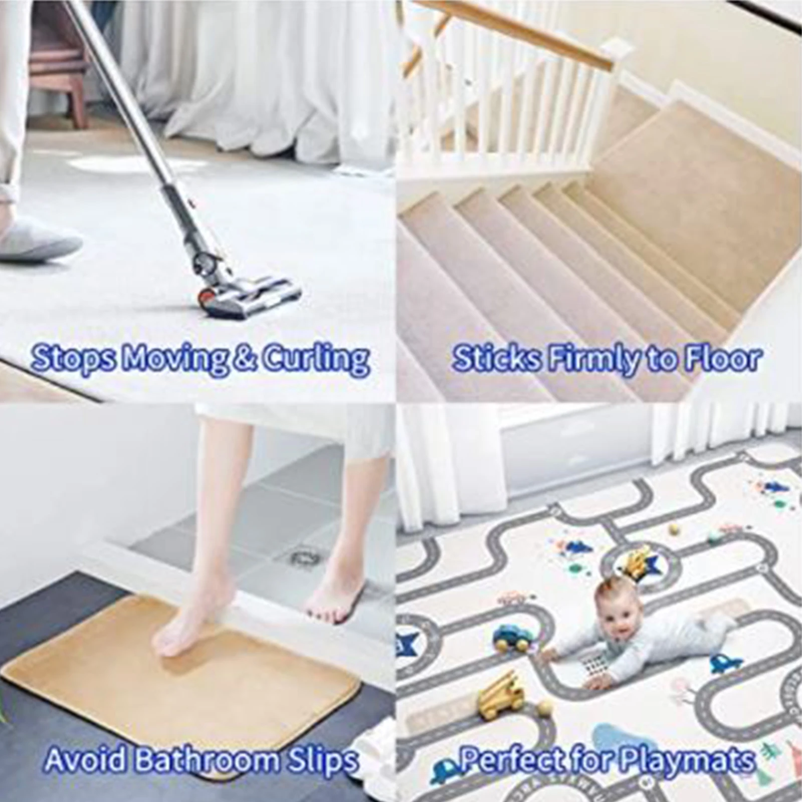 

0 Pcs Double Sided Anti Curling Non Slip Reusable Rug Pad Rug Gripper 1, Keep Your Rug in Place & Make Corner Flat