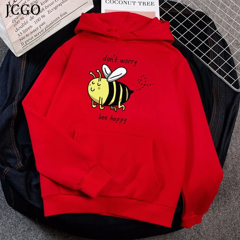 JCGO/зимняя толстовка из флиса с капюшоном и карманом Женские толстовки принтом