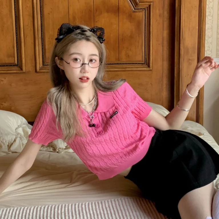 Женская футболка с V-образным вырезом и коротким рукавом женский тонкий свитер