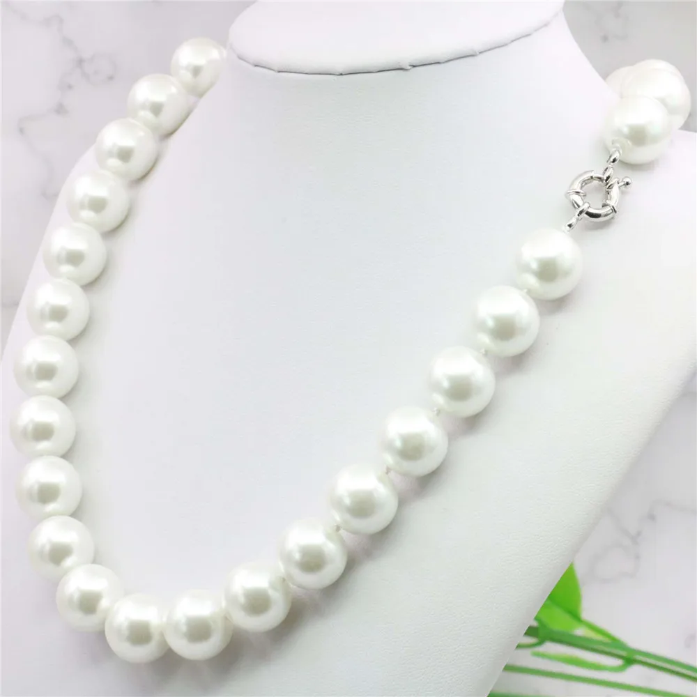 Новые Натуральные украшения очаровательные бусины 14 мм с белым морским жемчугом