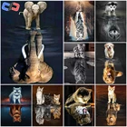 Алмазная мозаика 5D в виде кошки, набор для рисования с животными, полноразмернаякруглая Алмазная вышивка, украшение Стразы для дома