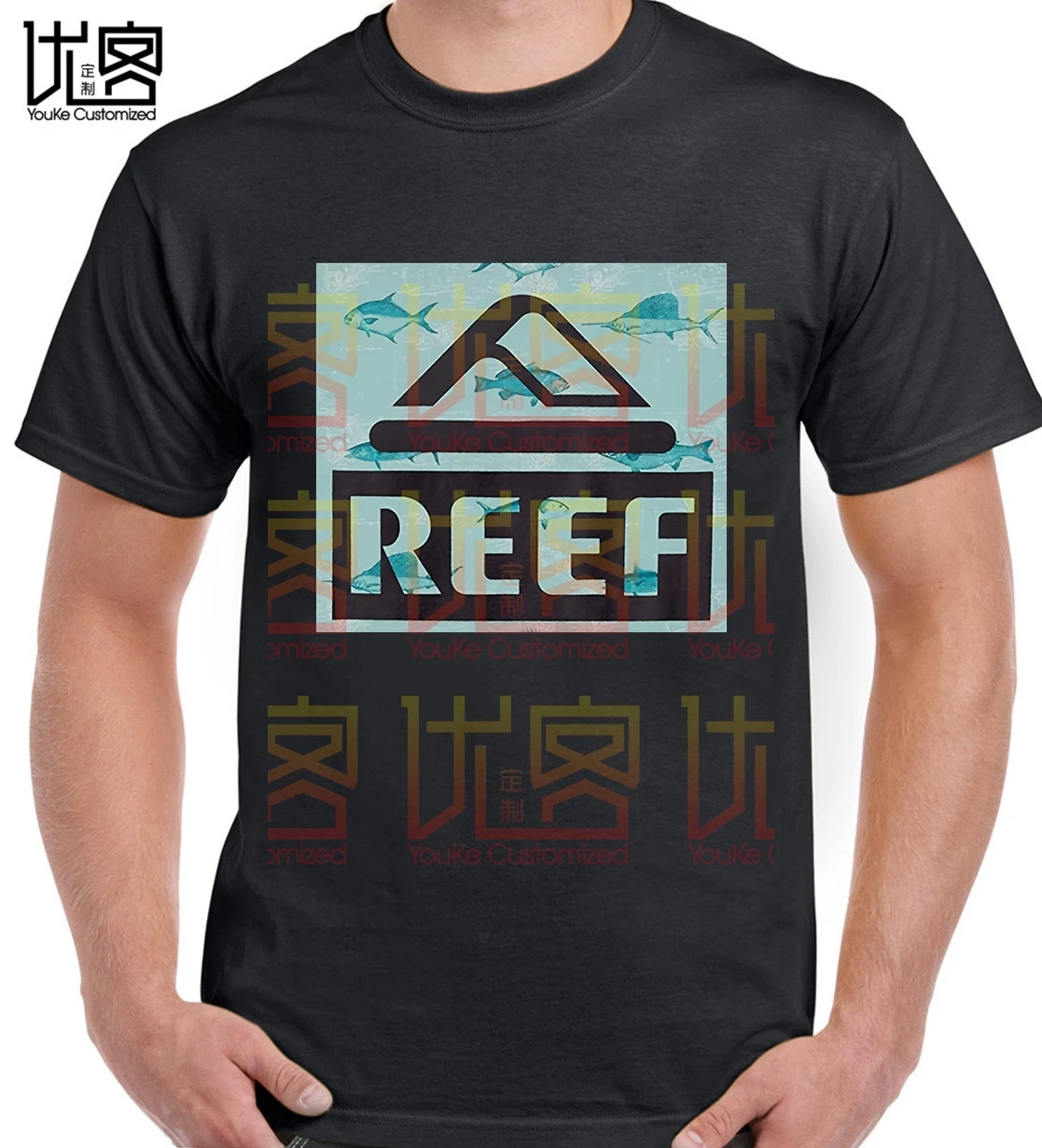 Мужская футболка с логотипом Reef коротким рукавом забавным принтом свободная